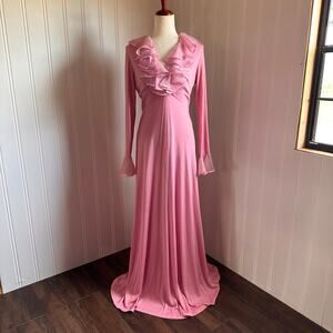 Vintage 70s Pink Maxi Dress 10